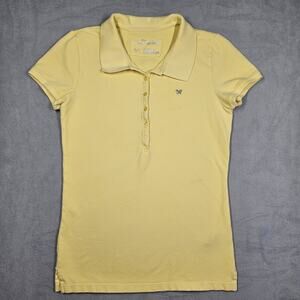 Y2K Aeropostale Top Women Large Yellow Fitted Polo Schoolgirl Preppy Casual Mall